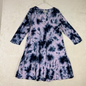 Saturday Sunday Anthropologie Tie Dye Dress Tiered Long Sleeve Womens Large Boho